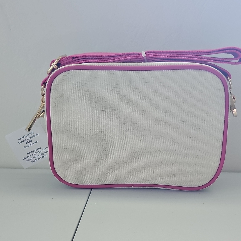 Elegant Cream and Pink Crossbody Bag